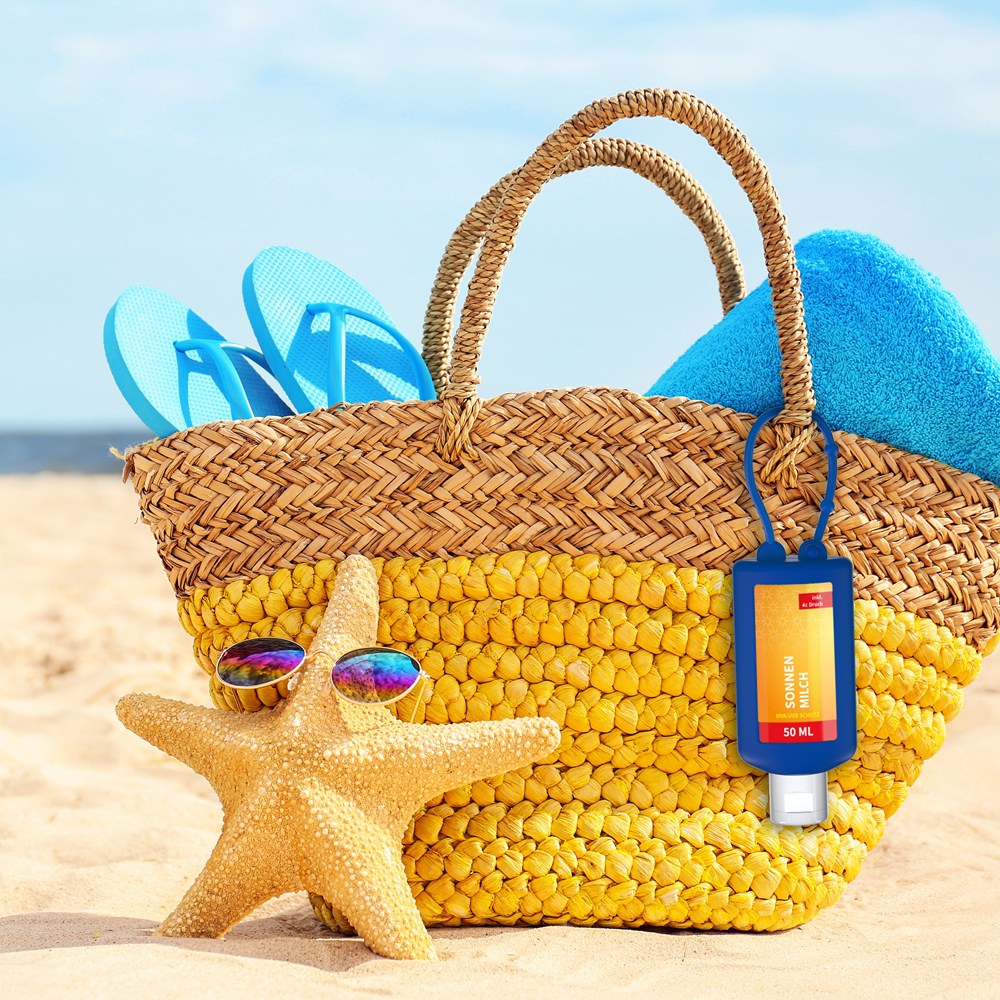 Sonnenmilch LSF 30, 50 ml Bumper blau, Body Label (R-PET)