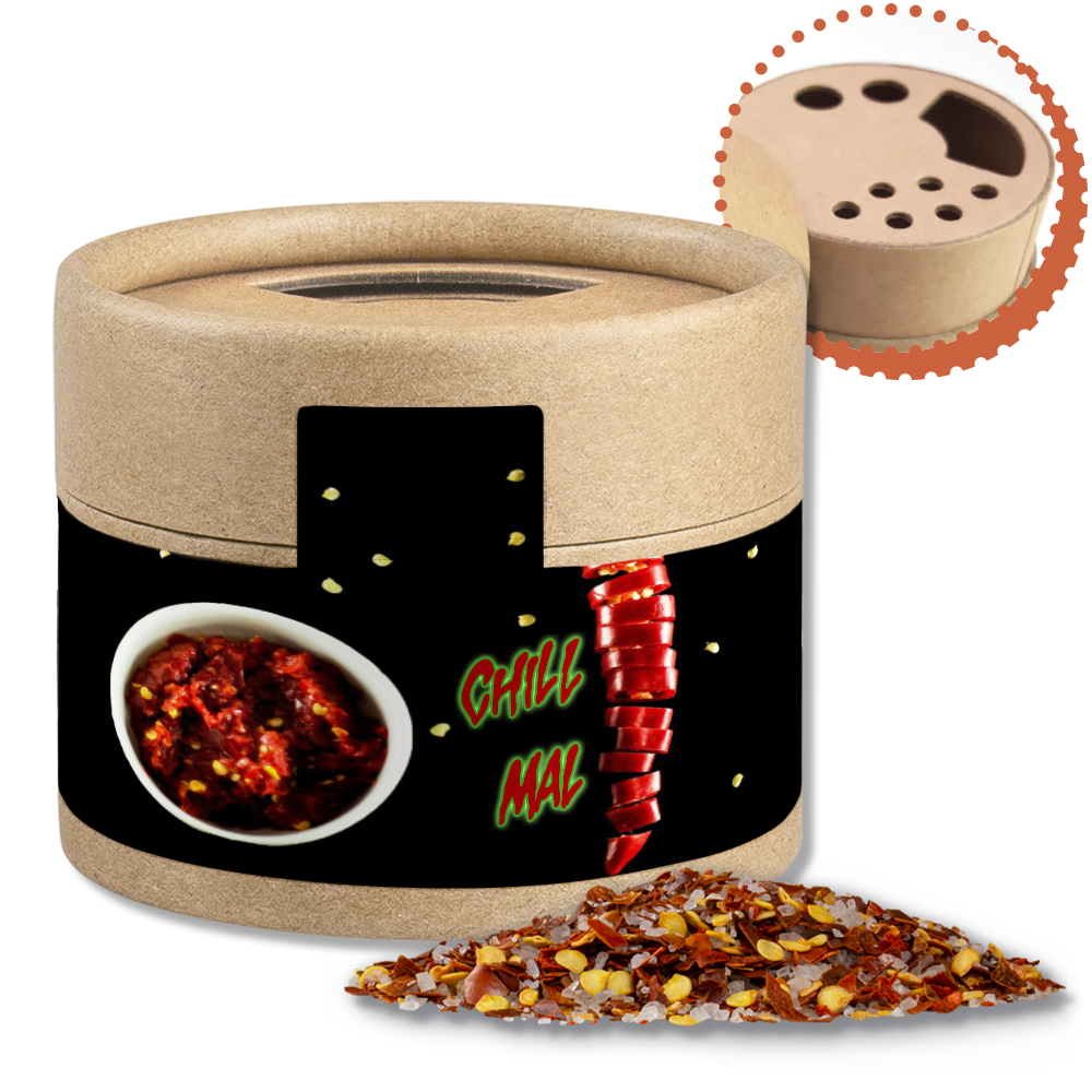 Gewürzmischung Chili-Salz, ca. 30g, Kraftpapierstreuer Mini