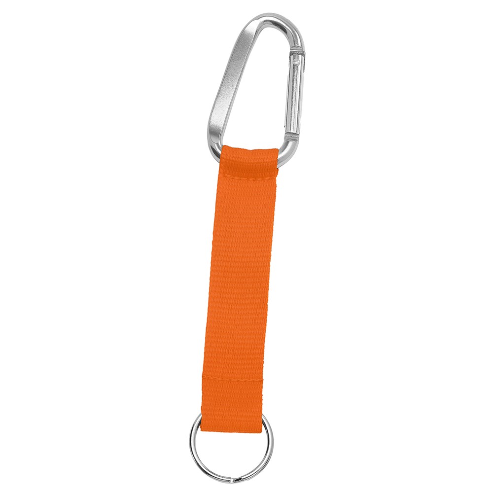 Kurz-Schlüsselband/Kurz-Lanyard "Duo" - Orangerot (ca. Pantone 021C)/silber