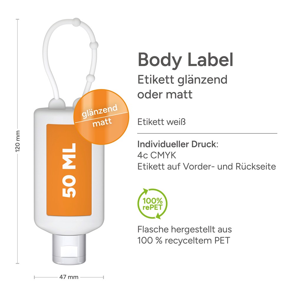 Sonnenmilch LSF 30, 50 ml Bumper frost, Body Label (R-PET)
