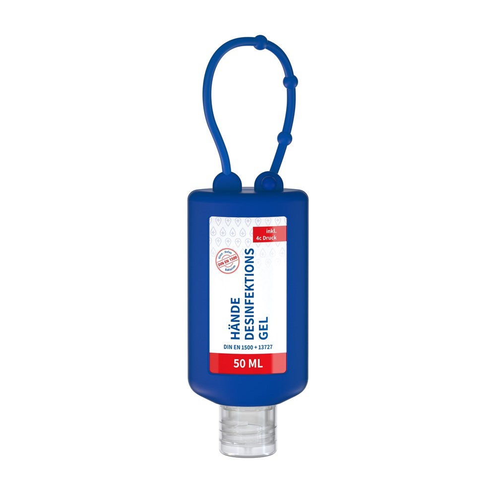 Hände-Desinfektionsgel (DIN EN 1500), 50 ml Bumper frost, Body Label (R-PET) - Blau