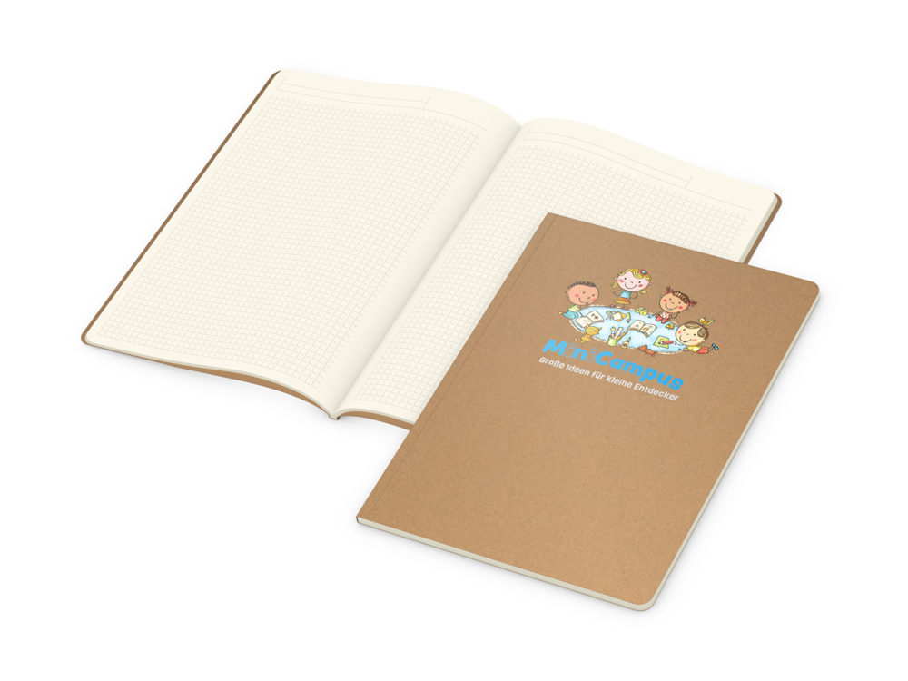 Notizbuch Copy-Book, A4, Winkelkaro, braun, Siebdruck-Digital