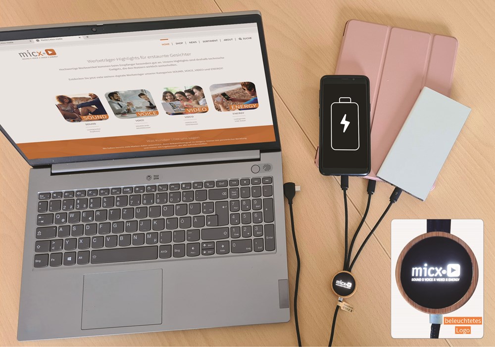 C&A Ladekabel "ECO Cable LED Bamboo" schwarz